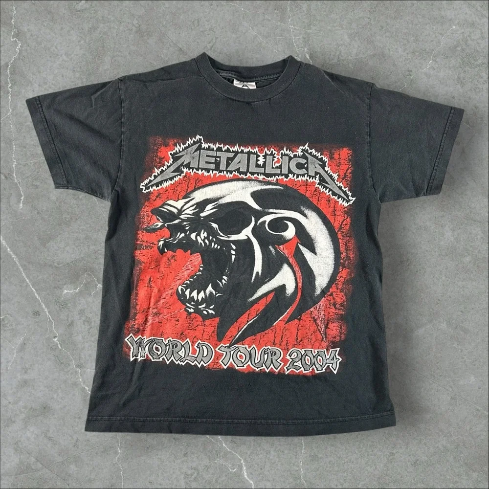 Vintage Metallica Shirt Mens Medium Black 2004 World Tour Pushead Madly In Anger